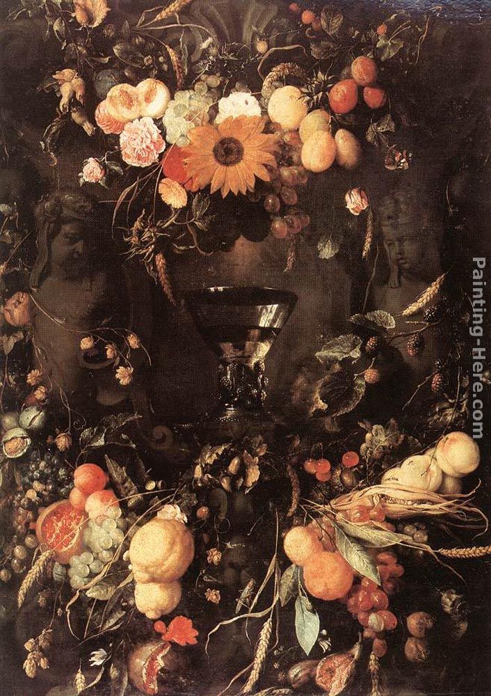 Fruit and Flower Still-life painting - Jan Davidsz de Heem Fruit and Flower Still-life art painting